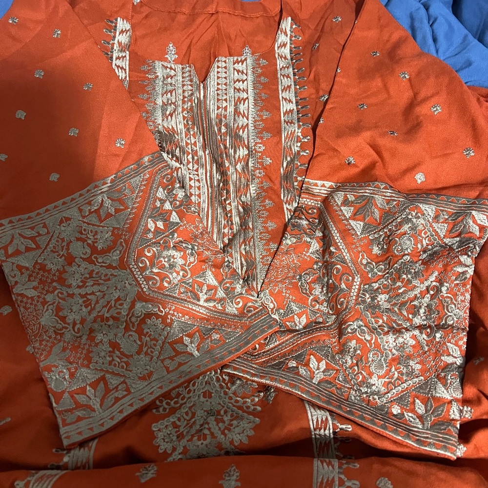 Elegant Orange Long Sleeve Dress